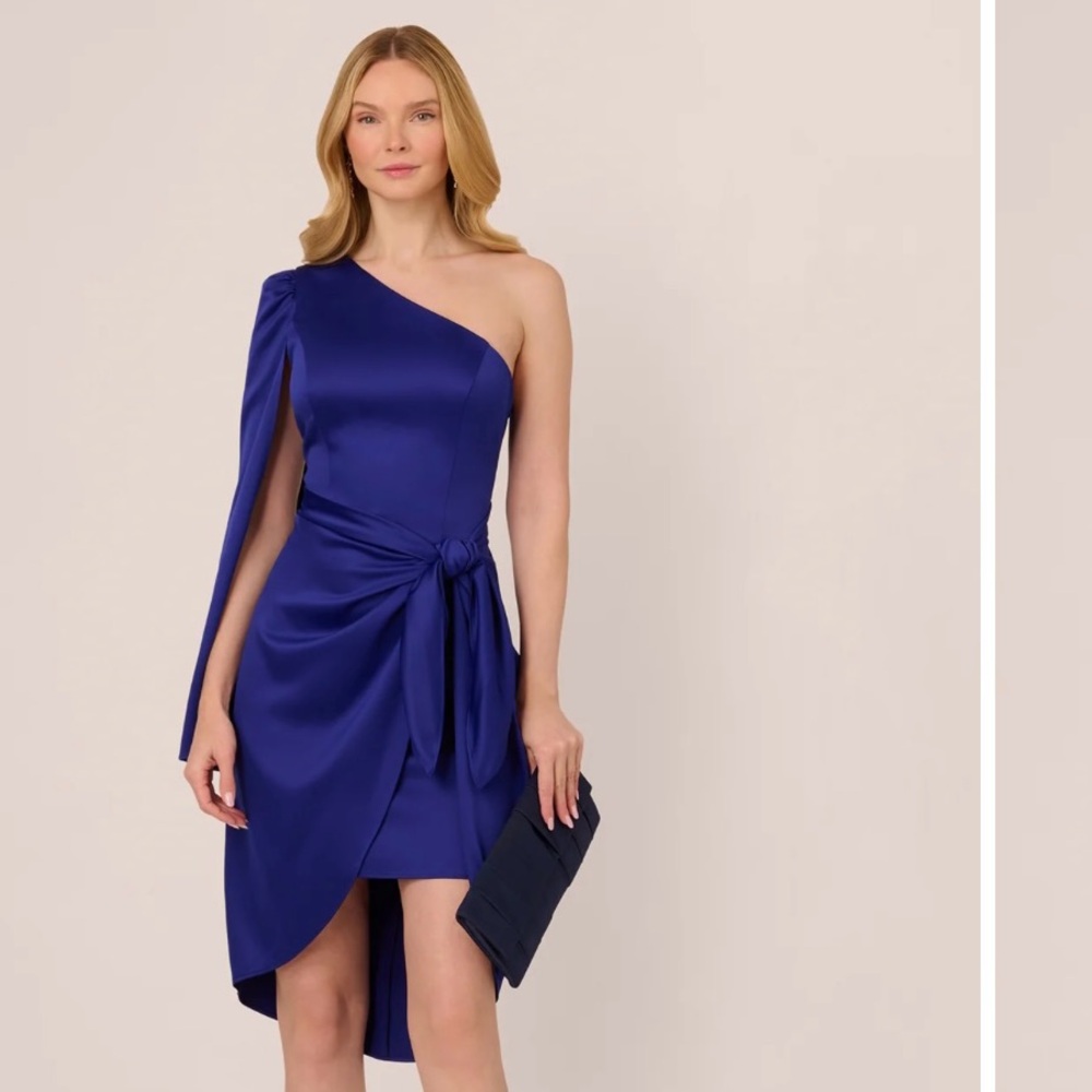 Adrianna Papell One-Shoulder Sapphire Dress
